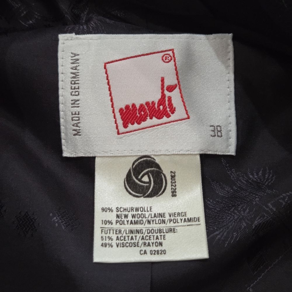 Vtg Mondi Military Inspired Blazer Tailored Jacket 38 Germany Eagle Velvet Punk - Picture 5 of 8